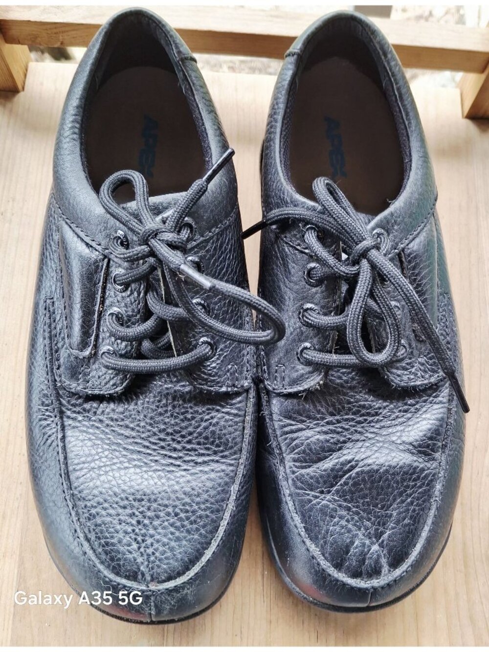 Apex Mens Wide Black Leather Lace-Up Casual Shoes US 11 EU 44.5 Durable Comforta